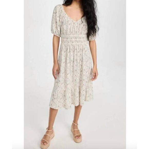 Nation LTD Cream Floral Midi Dress - Picture 1 of 9